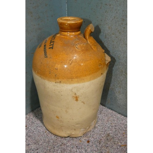 48 - A vintage stoneware jar with William Bartlett Wholesale & Family wine merchant, Tiverton inscribed o... 