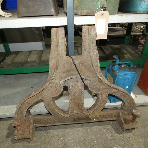 75 - 2 x similar cast iron legs/stands, 1 by W Huxtable & Sons, Honiton and 1 by W Mickelburgh, Honiton