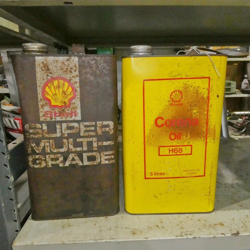 82 - 2 x vintage shell oil cans