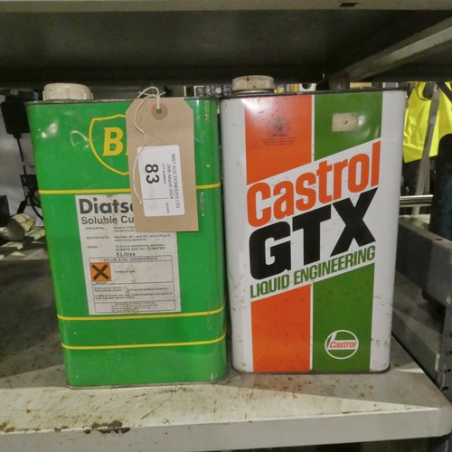 83 - 2 x oil cans to include 1 x BP Diatsol 500 and 1 x Castrol GTX