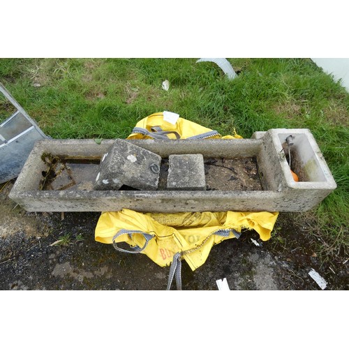 109 - 1 x concrete water trough approx 180cm long, please not the service box lid is broken