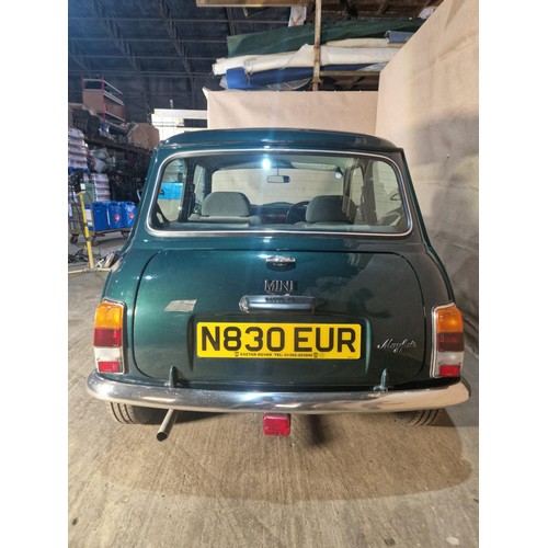 161 - Rover Mini Mayfair 2 dr saloon, Green, Reg N830 EUR, 1st reg 19/10/1995, 4 spd manual petrol 1275cc,... 