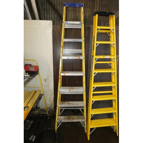 5026 - 1 x yellow fibreglass / aluminium step ladder (7 step)
