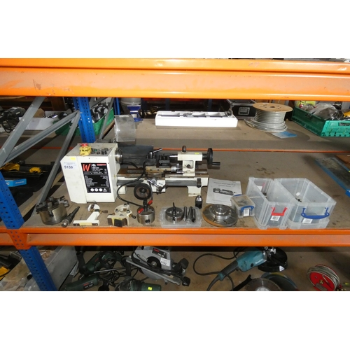 5159 - 1 x Axminster SIEG SC2 300 bench top mini lathe 240v supplied with a good selection of various tooli... 