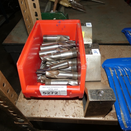 5272 - 2 x Vee blocks and a quantity of various milling cutters