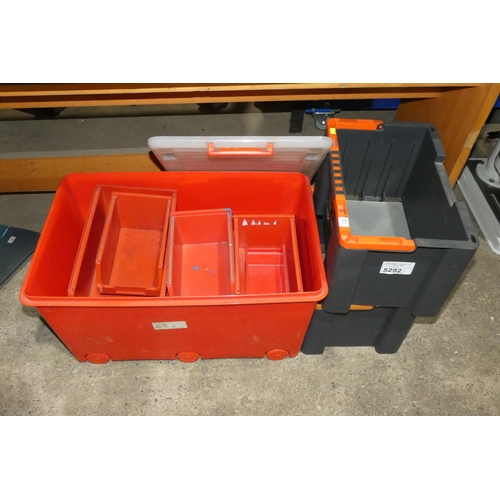 5292 - A quantity of various plastic storage boxes including Lin type