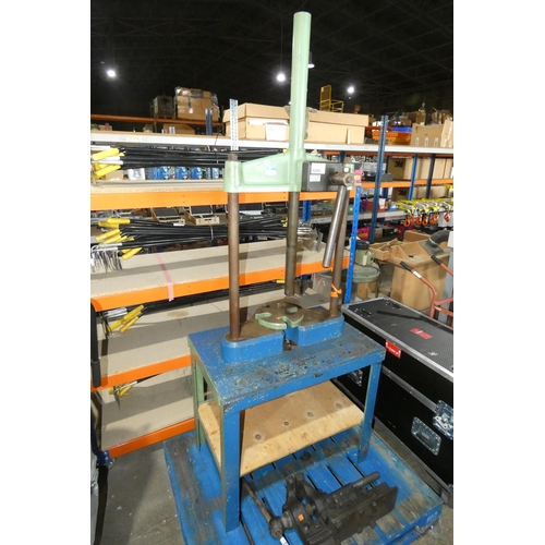 5295 - A Jones-Shipman arbor press type S 8601-0031 supplied with a heavy duty metal table / stand