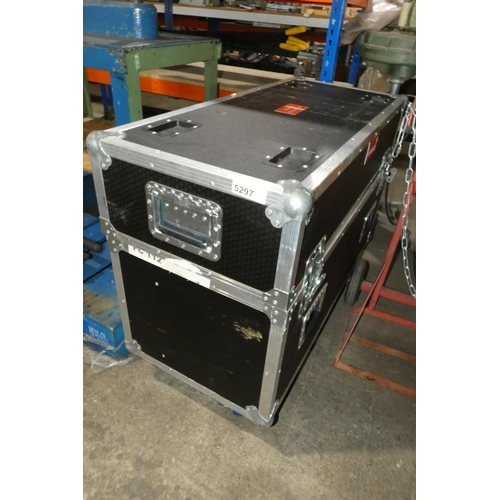 5297 - 1 x wheeled flight case with lift off lid approx 110 x 48 x 79cm high