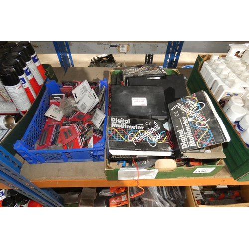 5450 - 2 boxes containing Taskmaster tool bits, digital multimeters, personal fault code readers etc (2 box... 