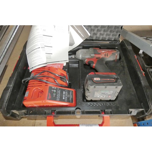 5174 - 1 x Milwaukee cordless 1/2 inch impact wrench supplied with 1 x battery and 1 x charger