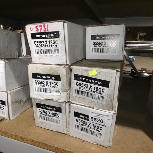 5526 - 11 boxes each containing approx 10,000 x Montana G5562 X 18GC staples