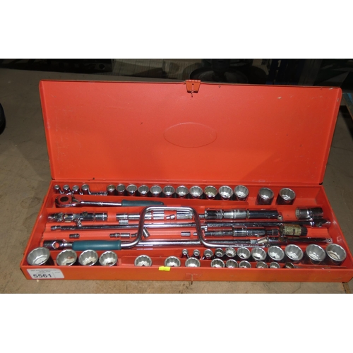 5561 - A Britool socket set in a red metal case