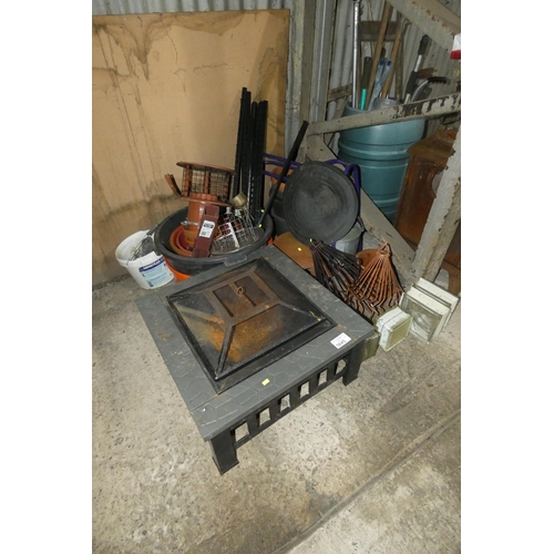 5645 - A quantity of various items including a fire pit, glass bricks, chimney cowls etc