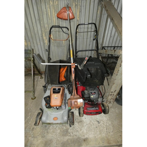 5649 - 1 x Mountfield S420HP petrol engine lawn mower, 1 x Flymo petrol engine lawn mower and 1 x Husqvarna... 