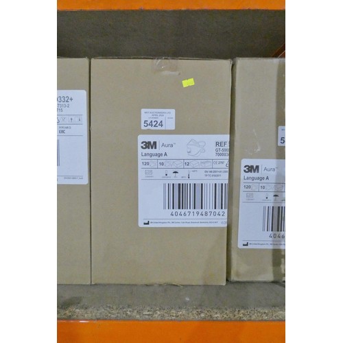 5424 - 1 box containing 120 x 3M Aura masks type GT-5000-7313-2 FFP3