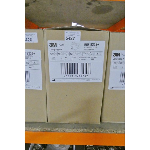 5427 - 1 box containing 120 x 3M Aura masks type GT-5000-7313-2 FFP3