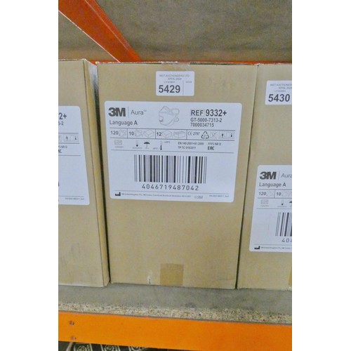 5429 - 1 box containing 120 x 3M Aura masks type GT-5000-7313-2 FFP3