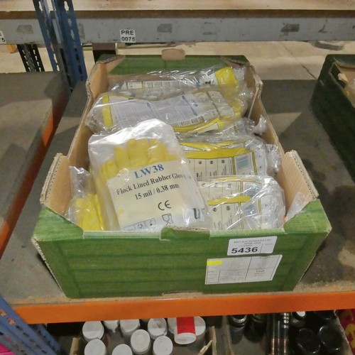 5436 - 1 box containing a quantity of Mappa flock lined yellow rubber gloves