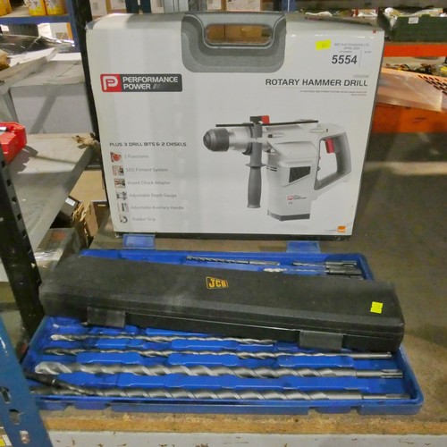 5554 - 1 x Performance Power SDS rotary hammer drill 240v (appears to be boxed and unused) and 2 x SDS dril... 