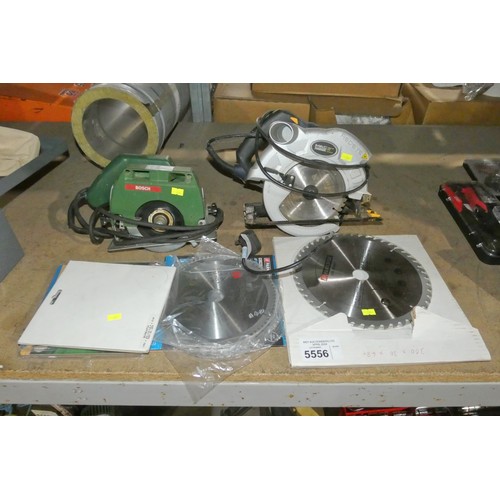 5556 - 2 x hand held circular saws (1 x Bosch and 1 x MacAllister) and a quantity of various saw blades. Te... 