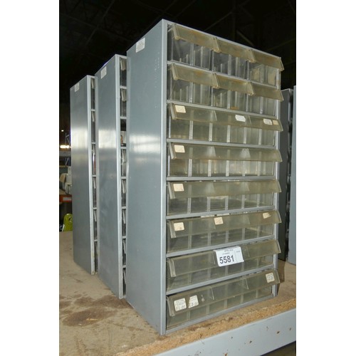 5581 - 3 x metal / plastic multi drawer small parts storage cabinets (empty)