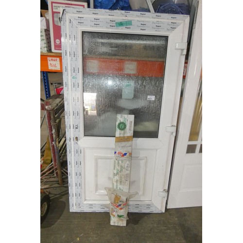 5631 - 1 x Magnet unused UPVC external door with frame and sill, overall size of frame approx 100 x 187cm h... 