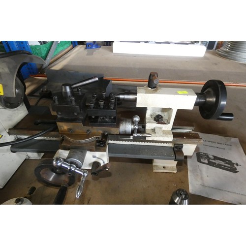 5159 - 1 x Axminster SIEG SC2 300 bench top mini lathe 240v supplied with a good selection of various tooli... 