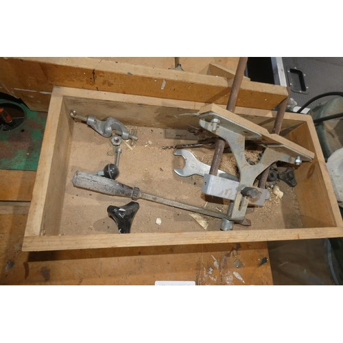 5310 - A Freud router 240v supplied a quantity of router bits and is mounted on a homemade wooden wheeled r... 