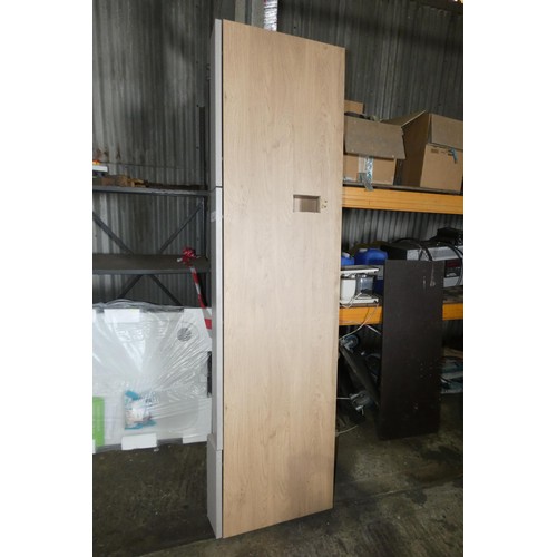 5666A - 1 x wood effect kitchen cabinet with three hinged doors approx 15cm wide x 60cm deep x 222cm high