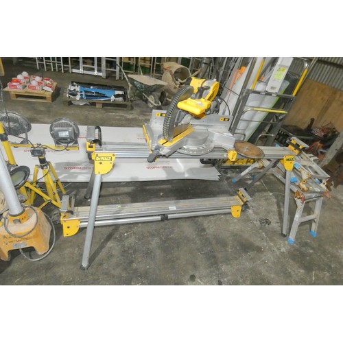 5978 - 1 x Dewalt DWS780-LX 305mm double bevel sliding mitre saw 110v supplied with a Dewalt DE7023-XJ univ... 