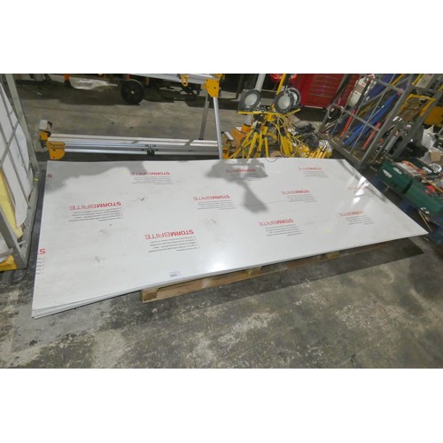 5982 - 1 pallet containing 10 x sheets of Stormbrite white laminate cladding - each sheet approx 305cm x 12... 