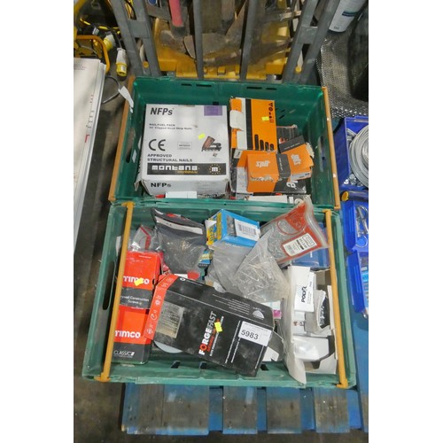 5983 - 1 pallet containing a quantity of various items including screws, nails etc. Not practical to list i... 