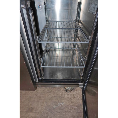 2138 - A commercial stainless steel 2 door bench fridge by Ecopro type G2. Tested Working