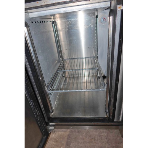 2138 - A commercial stainless steel 2 door bench fridge by Ecopro type G2. Tested Working