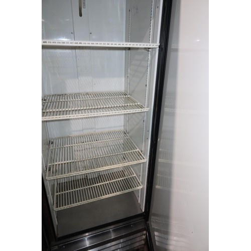 2139 - A tall commercial stainless steel fridge by True type T-19e - trade. Tested Working