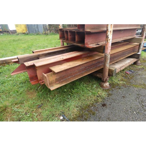 A quantity of various metal I beams and some box section, lengths vary ...