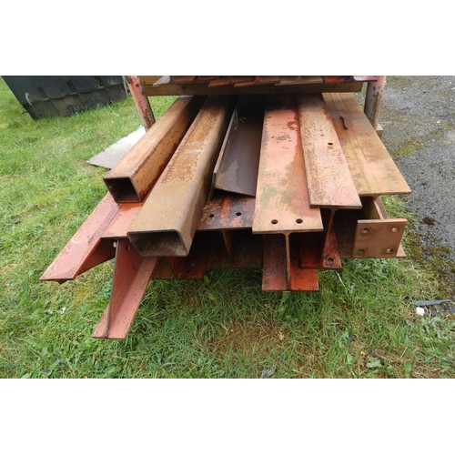 A quantity of various metal I beams and some box section, lengths vary ...