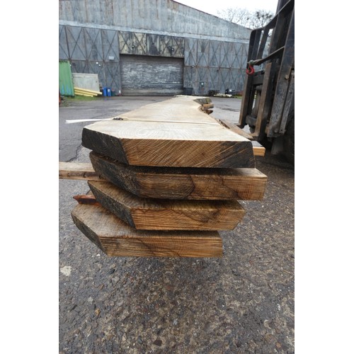 6133 - 4 x various waney edge boards - Elm?, each measuring approx 28cm w x 5cm d x 400cm l - top stack