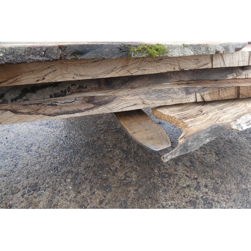 6135 - 5 x waney edge boards (Spalted Beech), lengths vary up to approx 340cm long - top stack