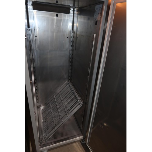 2192 - A commercial stainless steel fridge by Matricola type F-plus-TN 70, requires attention, heats up, wi... 