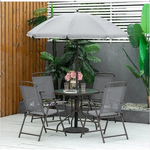 1033 - A Melousia 4 person 80cm diameter dining set with umbrella RRP £115