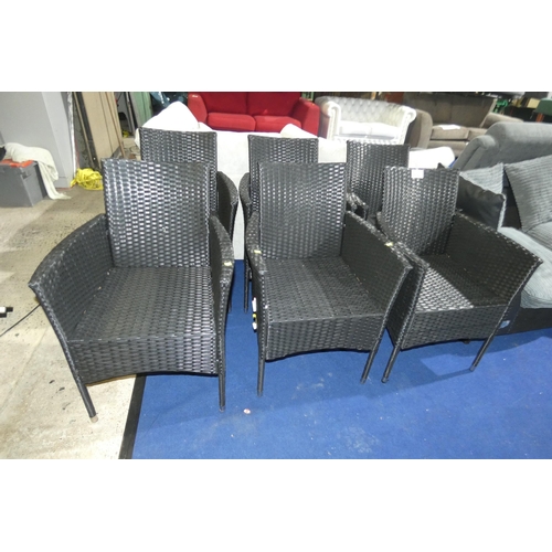 1159 - A set of 6 x Outsunny black synthetic rattan garden chairs