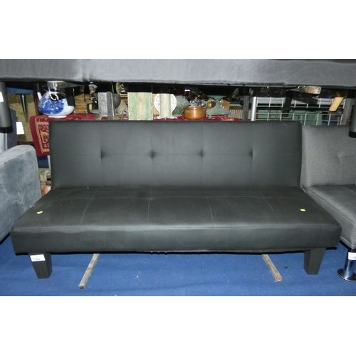 1183 - A Birlea Franklin black upholstered click clack type sofa bed approx 165cm wide RRP £249