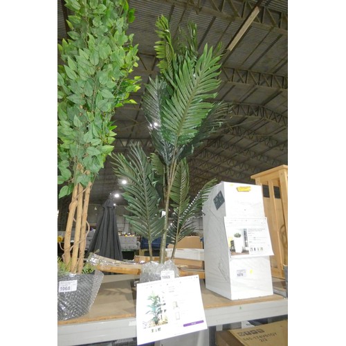 1069 - 1 x artificial palm plant in pot RRP £43