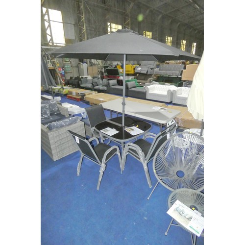 1124 - A Rio Royalcraft four seater outdoor dining set comprising 1 x table with black glass top approx 96 ... 