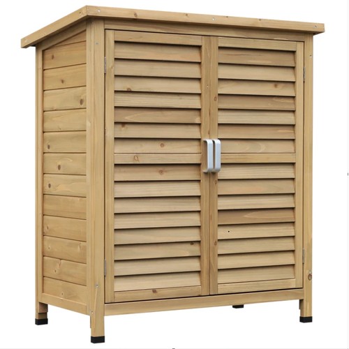 1061 - An Outsuny solid Fir wood storage / organisational cabinet approx 87 x 46.5  x 96.5cm high RRP £100