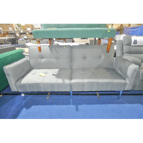 1163 - An Alv grey upholstered click clack type sofa bed approx 195cm wide