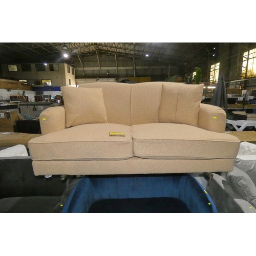 1166 - A Letman two seater light orange upholstered sofa approx 154cm wide