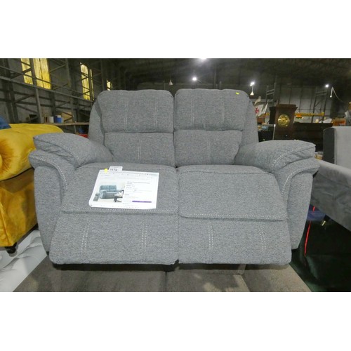 1176 - A Lilli-Mae grey upholstered two seater manual reclining love seat sofa RRP £519