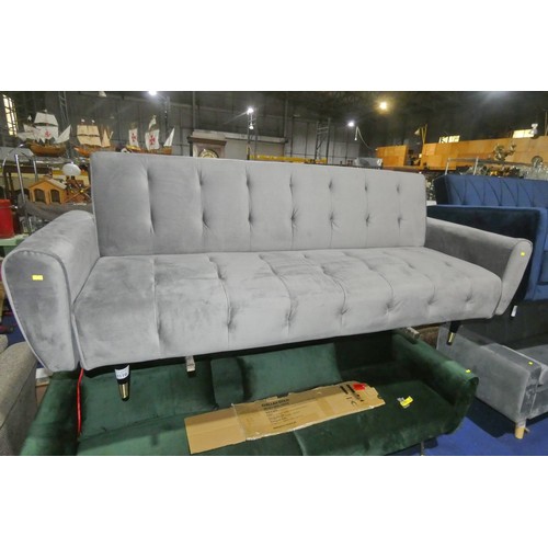 1178 - A grey upholstered click clack type sofa bed approx 210cm wide